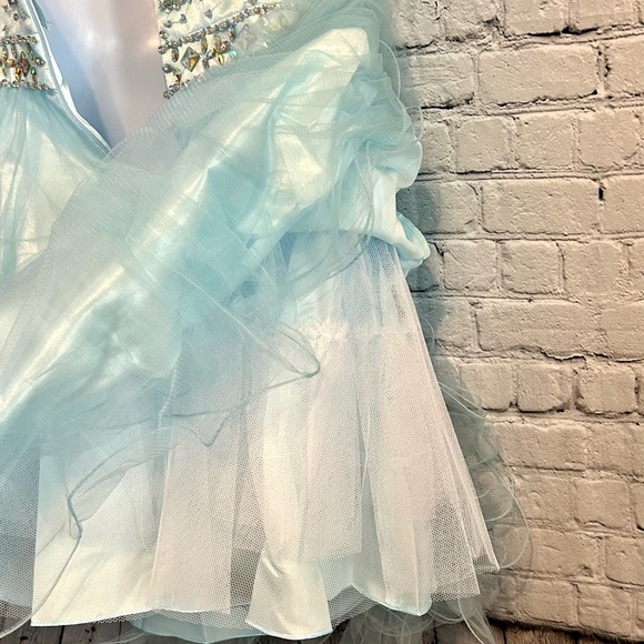 NWT Blue Beaded Illusion Tulle Prom / Formal / Cocktail Dress- Sz 6 - Picture 15 of 15